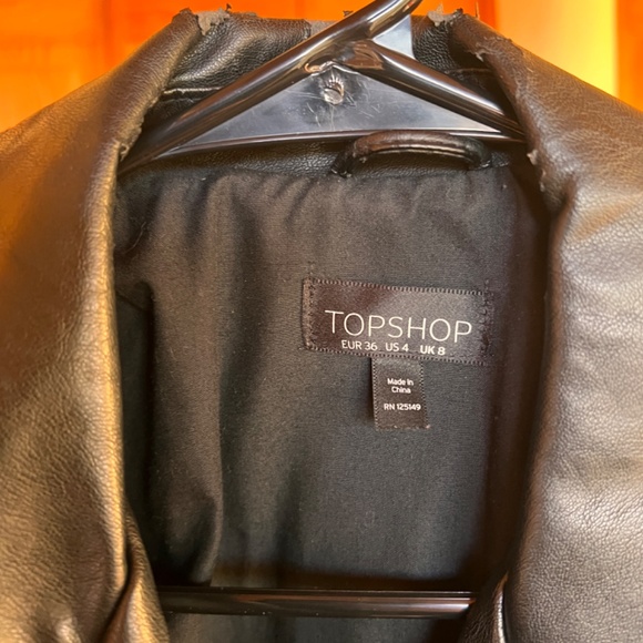 Top Shop - Black Faux Leather Moto Jacket - Size US 4 - Picture 3 of 10